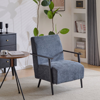Fauteuil d'appoint 26,38 po Modern Blue Grey Basic avec revêtement en polyester et structure en métal robuste