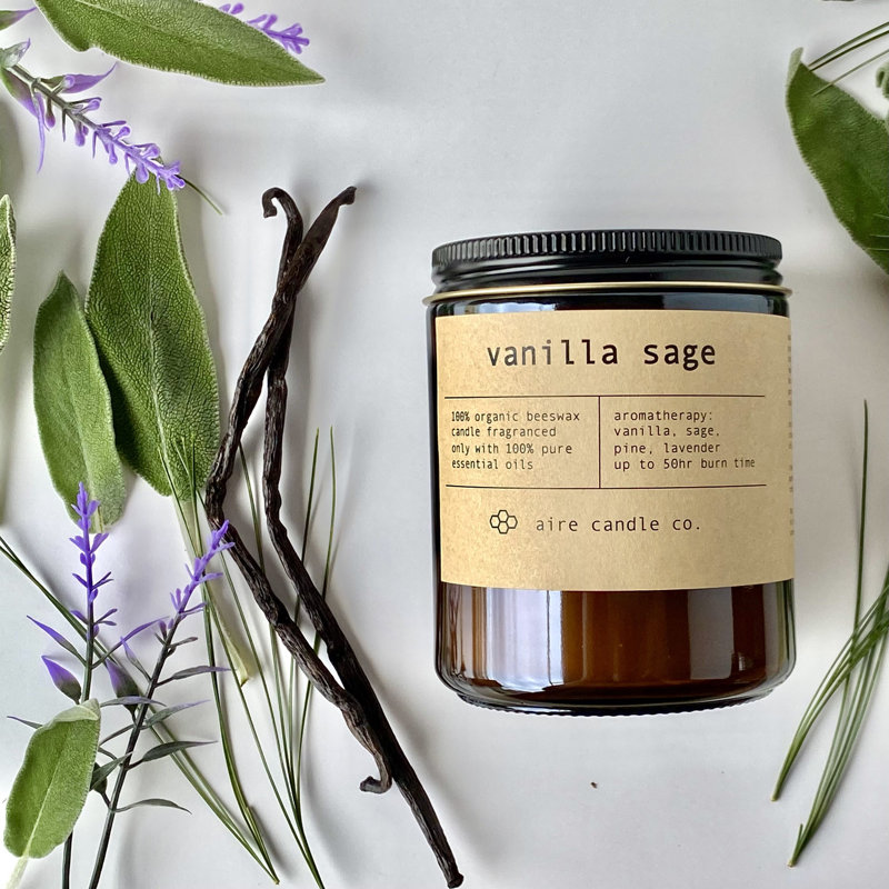 Bougie vanille sauge cire d'abeille