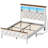 Farmhouse Upholstered Platform Bed Frame with LED Lights and Charging Station-1290248947-1290248946