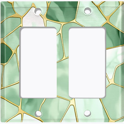 Green Stained Glass Print Christmas Festive Tree Lights 2 - Gang Rocker Standard Wall Plate