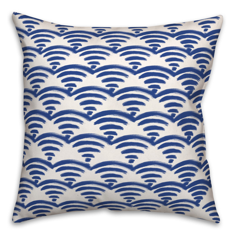 Coussin extérieur bleu à motif festonné