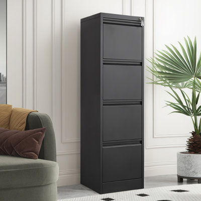 52"H Metal Vertical File Storage Cabinet For Office And Home With Lock And 4 Drawers by Inbox Zero