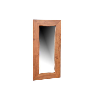 24" Brown Solid Wood Live Edge Freestanding and Wall Mount Accent Mirror