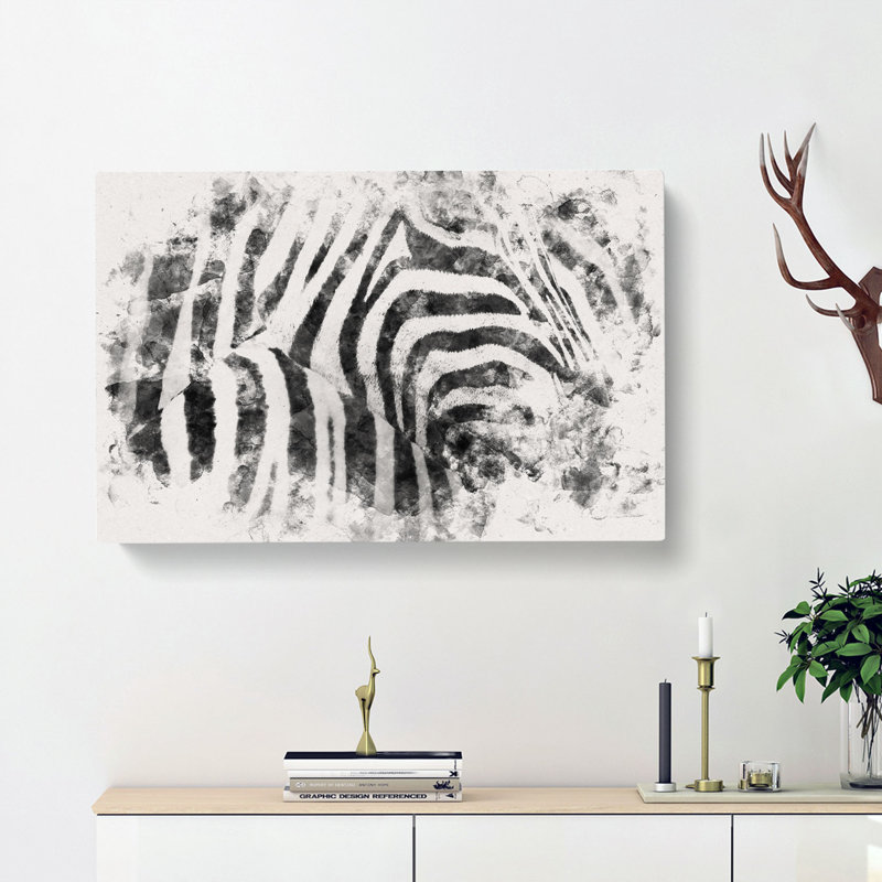 Stripes of the Zebras Watercolour - Wrapped Canvas, 35cm H x 50cm W x 3cm D