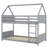  Heddo Twin Over Twin House Floor Bunk Bed Frame-988197642