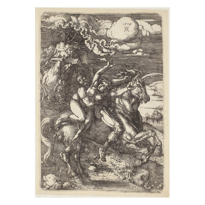 Enlèvement de Proserpine sur une licorne par Albrecht Dürer - Impression Giclée, H 28 po x l 22 po