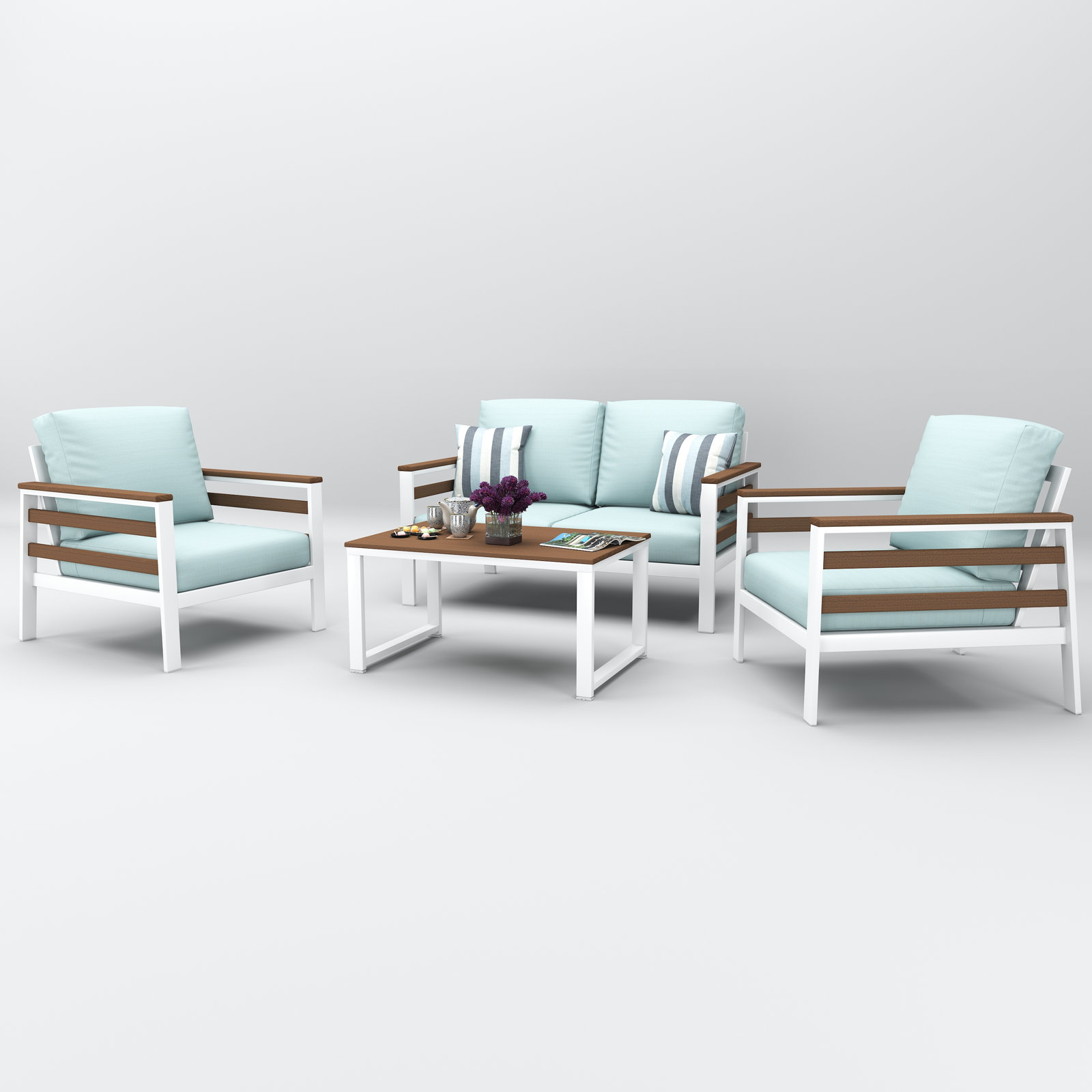 Townsend 4-Person Sunbrella® Patio Seating Group, Bliss Dew, Brown