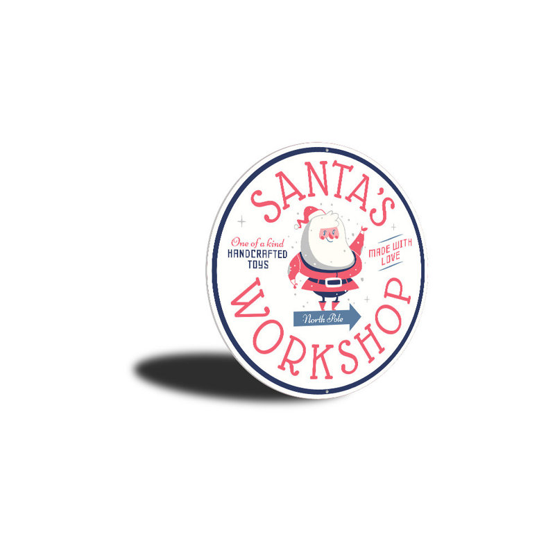 Enseigne de père Noël en aluminium, H 12 po x l 12 po x P 0,04 po
