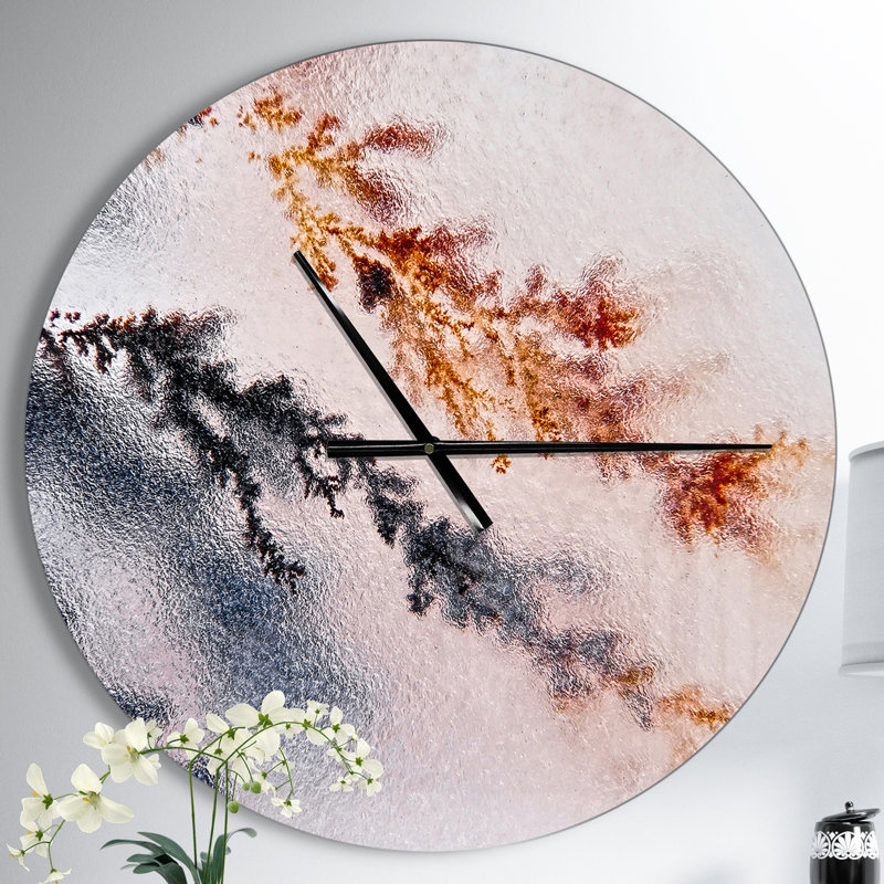 Macro Mate Agate and Dendrite Crystals - horloge murale moderne, Moyen
