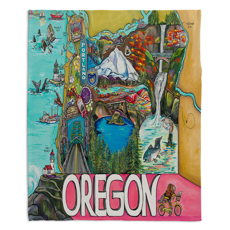  Jeté amusant Oregon, l 51 po x L 60 po