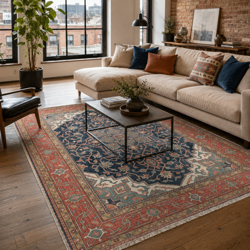 Vintage Look Cotton and Chenille Flatweave Area Rug, 60 x 100 cm