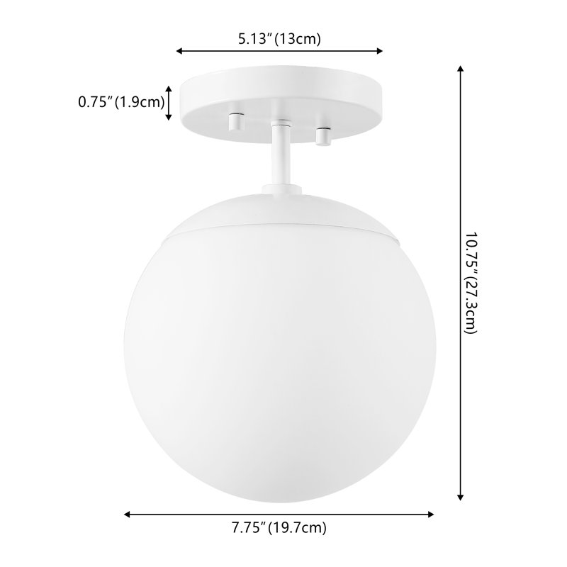 Plafonnier semi-encastré 1 lumière Statler 7,75 po Statler, White