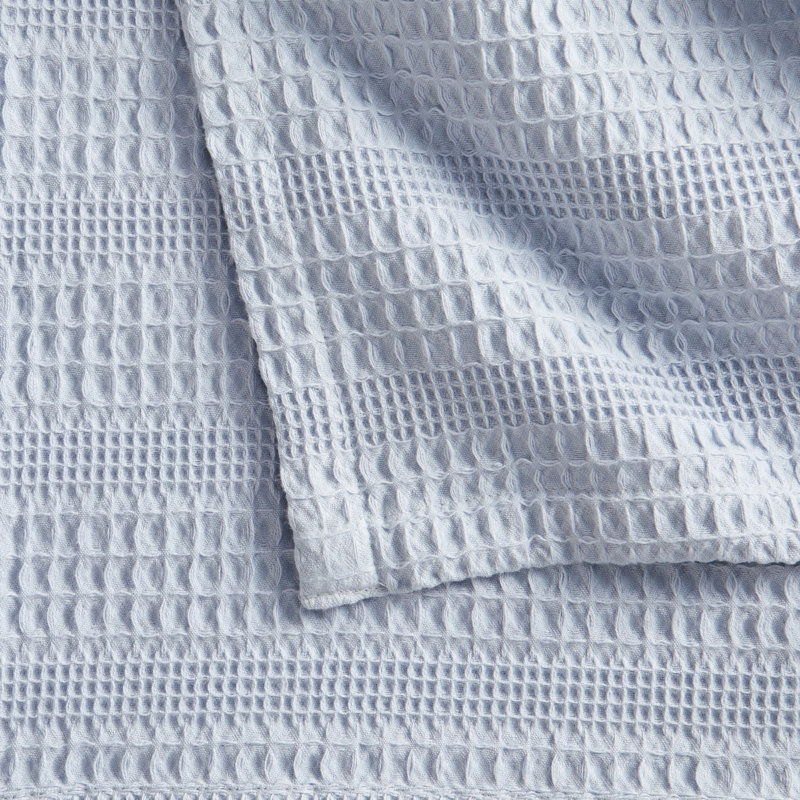 Jeté Amelia Waffle Weave, Grand lit, Bleu