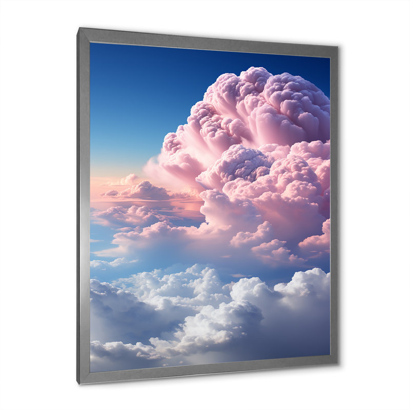 «Pink Blue Sky Celestial Beauty Mute I», reproduction d'art sur toile, H 44 po x l 34 po x P 1,5 po, Cadre photo argenté