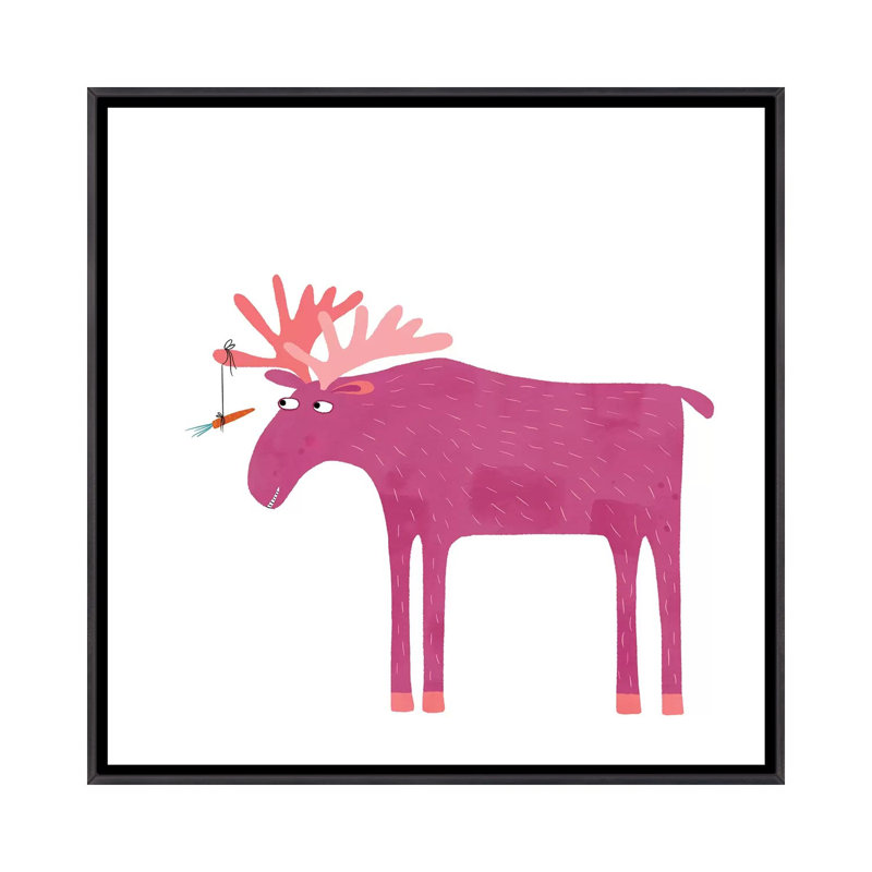 « Daft Moose » par Nic squirrell-impression d’art graphique, Toile avec cadre noir patiné, H 26 po x l 26 po x P 1,5 po