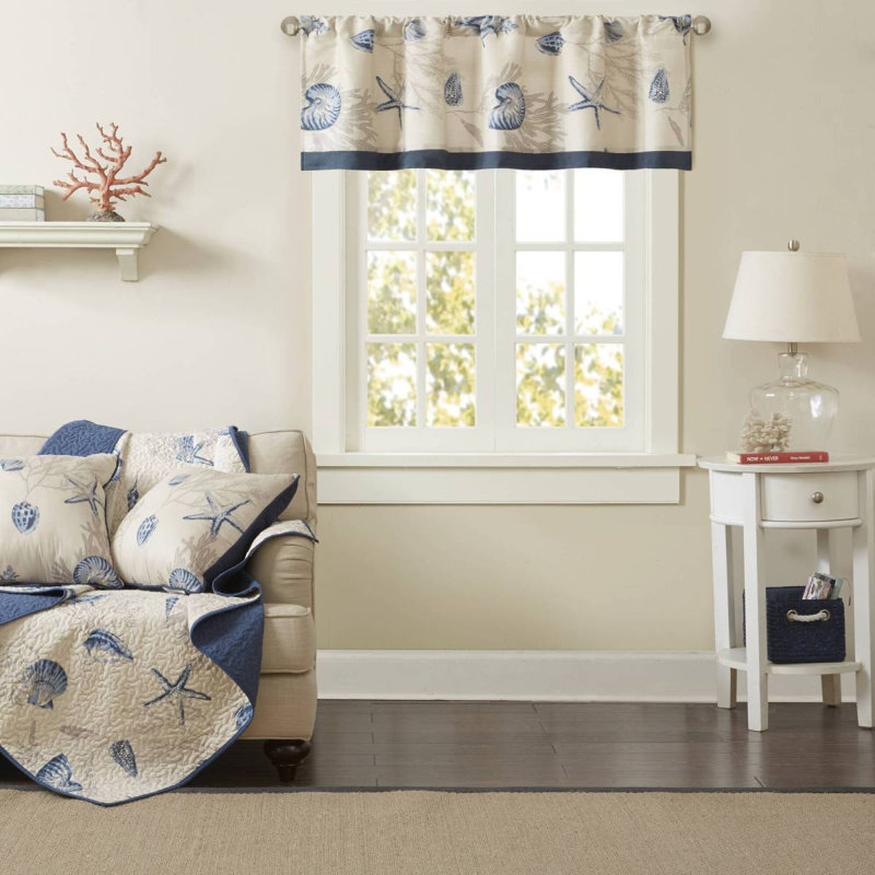 Printed Valance Navy 50X18"