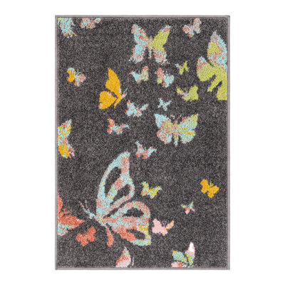 Unique Loom Butterflies Whimsy Kids Rug