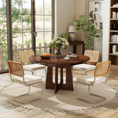 47 Inch Farmhouse Round Dining Kitchen Table Set for 4