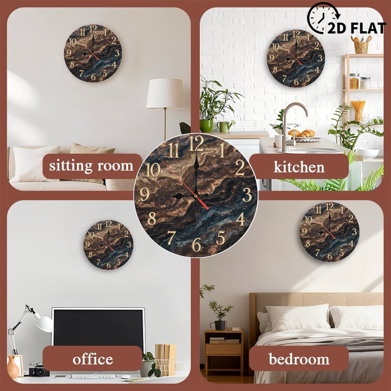 Horloge marbrée avec chiffres dorés