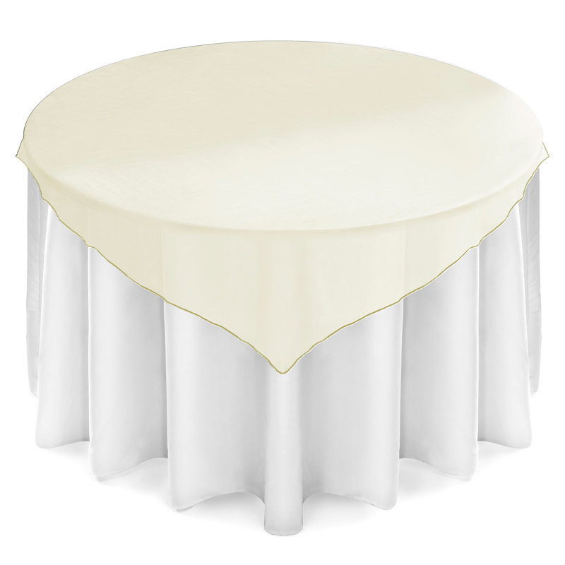  Solid Color Polyester Wedding Tablecloth, Ivory