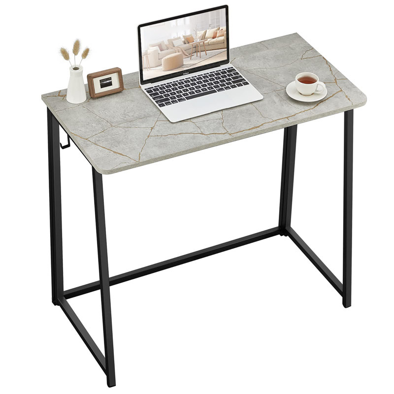 Folding Desk, Small Foldable Desk 31.5" for Small Spaces, Space Saving Computer Table Writing Workstation for Home Office, Easy Assembly