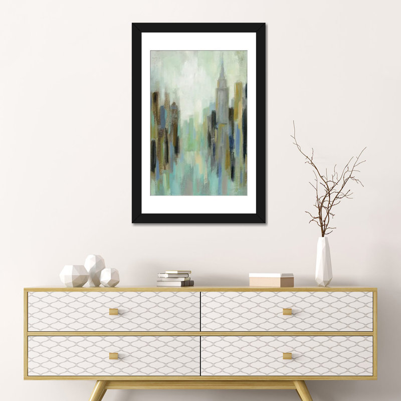 «New York Morning II», impression sur toile, H 24 po x l 16 po x P 1 po, Papier d'art encadré noir, Blanc