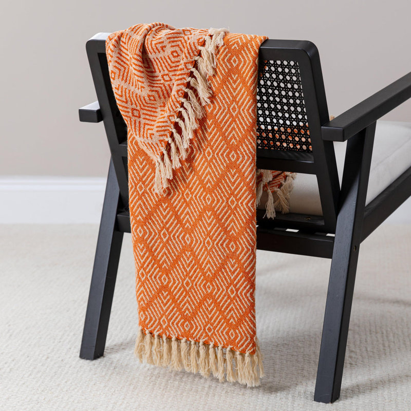 Jaziel Hand Woven Throw Blanket, Orange