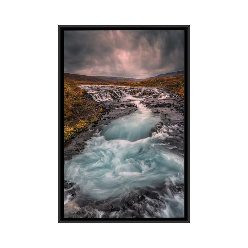 Bruarfoss by Larry Deng - Floater Frame Print on Canvas