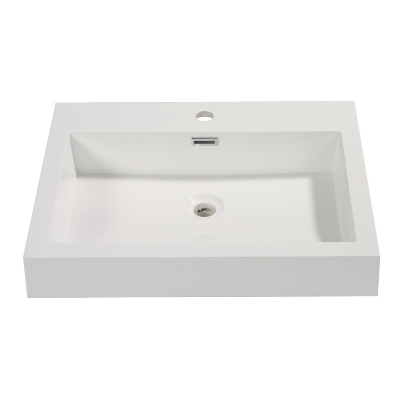 Aquamoon Venice 18.75'' White Acrylic Rectangular Bathroom Sink with Overflow