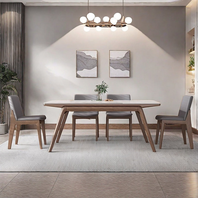 Ensemble table et chaises en frêne, H 29,53 po x L 70,87 po x l 35,43 po, Table, 4 Chairs
