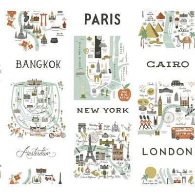 Rifle Paper Co. City Maps Self-Adhesive Wallpaper