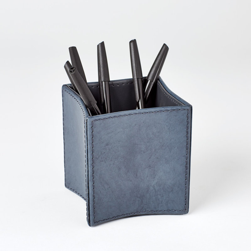 Coupe-crayons en cuir plié - Bleu délavé
