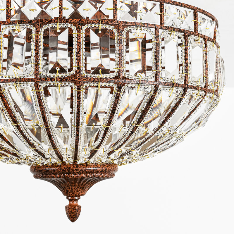 Plafonnier semi-encastré moderne en cristal à 3 lumières Theodora