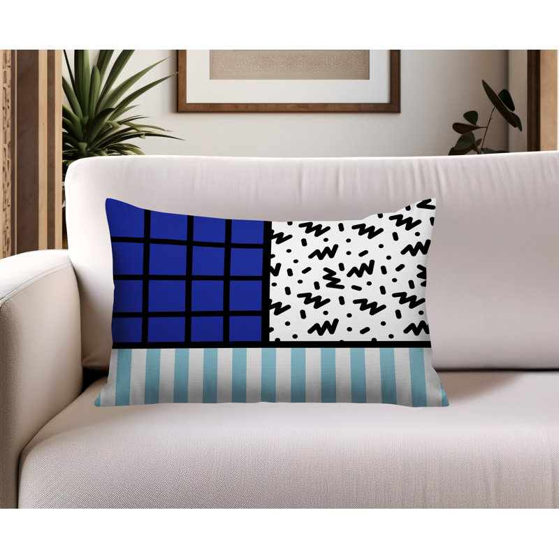 Oreiller rectangulaire réversible intérieur / extérieur Minka, Rectangulaire H 18 po x l 25 po, Marine
