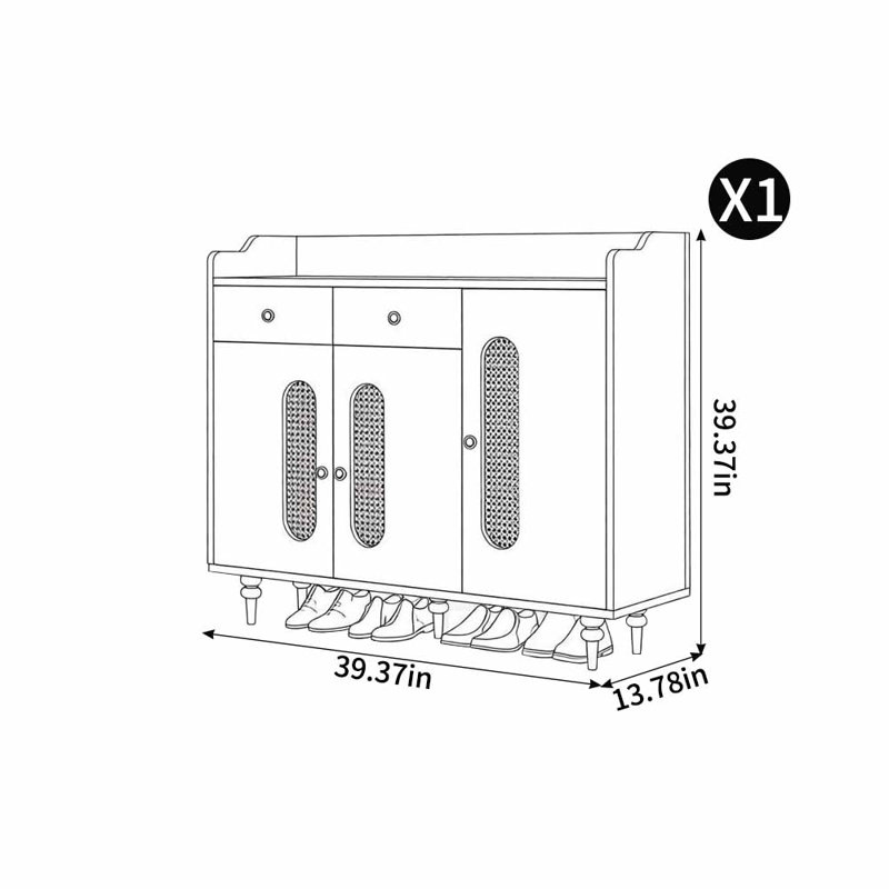 European-style household creative shoe cabinet, 39.37" H x 39.37" W x 13.78" D