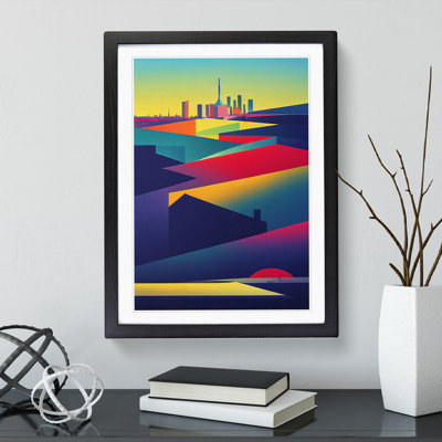 Modern City Skyline Abstract - Framed Print