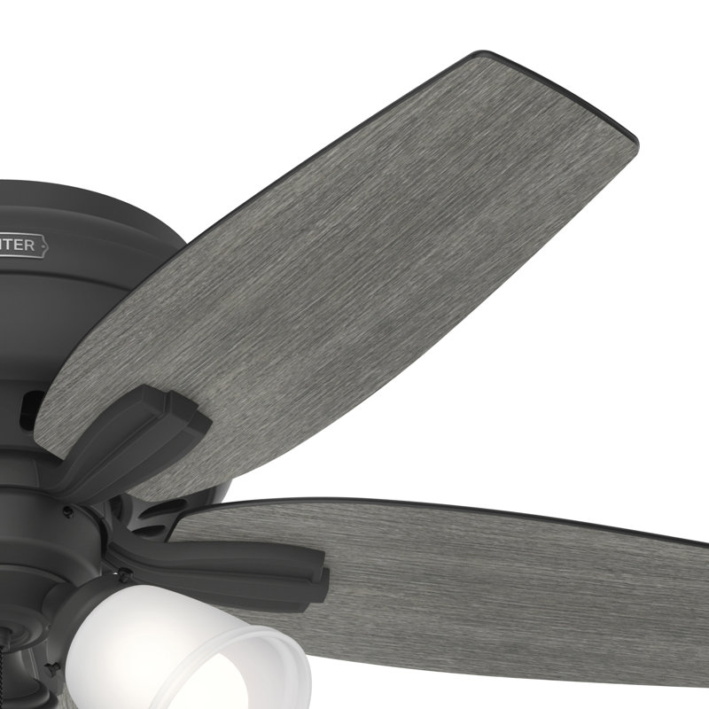 42" Matte Black Low Profile Ceiling Fan with LED Light