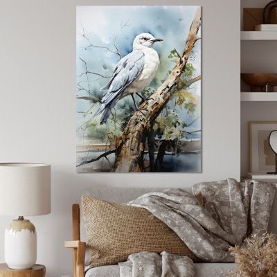 «Chemush Seagull Coastal Guardian On Branch», reproduction sur toile