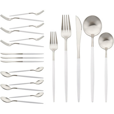 18/10 Stainless Steel Flatware Set With Handle - 20 Piece Dinnerware Set Includes Forks, Knives, And Spoons For Elegant Dining