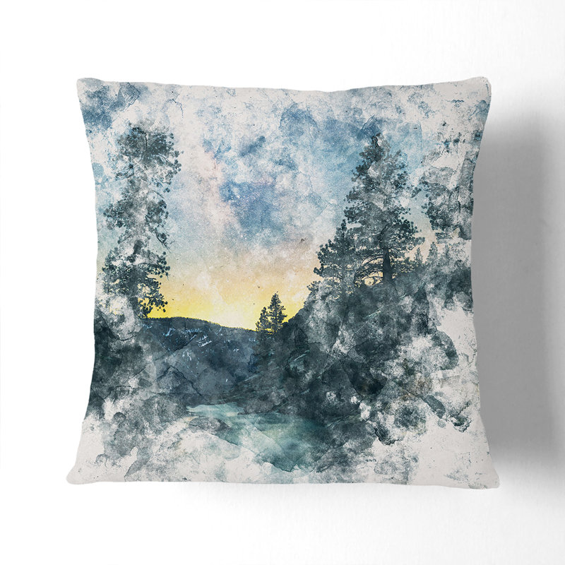 Mountain Stream Cushion with Filling, 40cm H x 40cm W x 15cm D