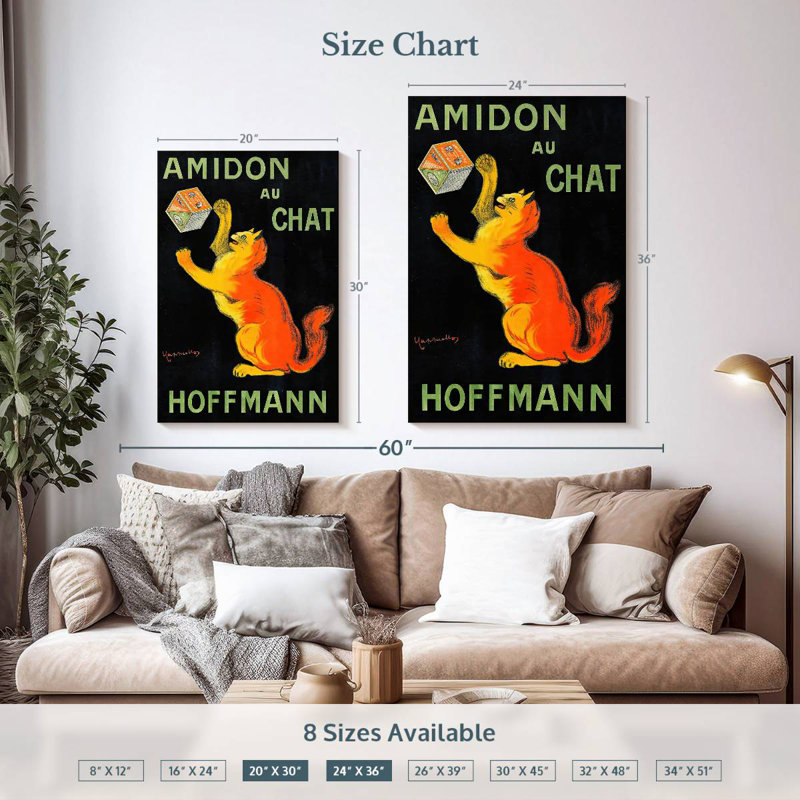 Brampt Amidon Au Chat, H 36 po x l 24 po