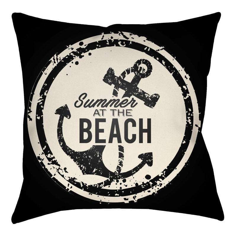 Litchfield Anchor Indoor/Outdoor Throw Pillow, 16" H x 16" W, Onyx Black/Ivory