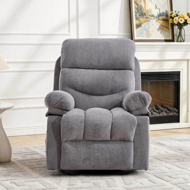 Fauteuil inclinable manuel moderne en chenille avec massage à 8 points et chaleur, fauteuil inclinable et pivotant pour petit salon