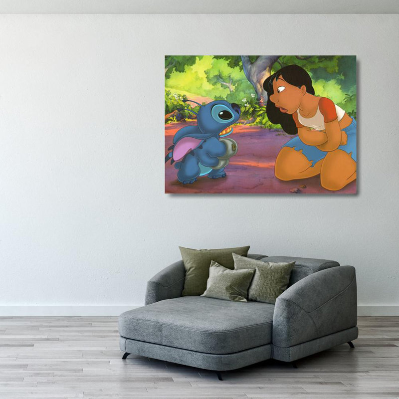 Stitch and Nani, H 28 po x l 39 po