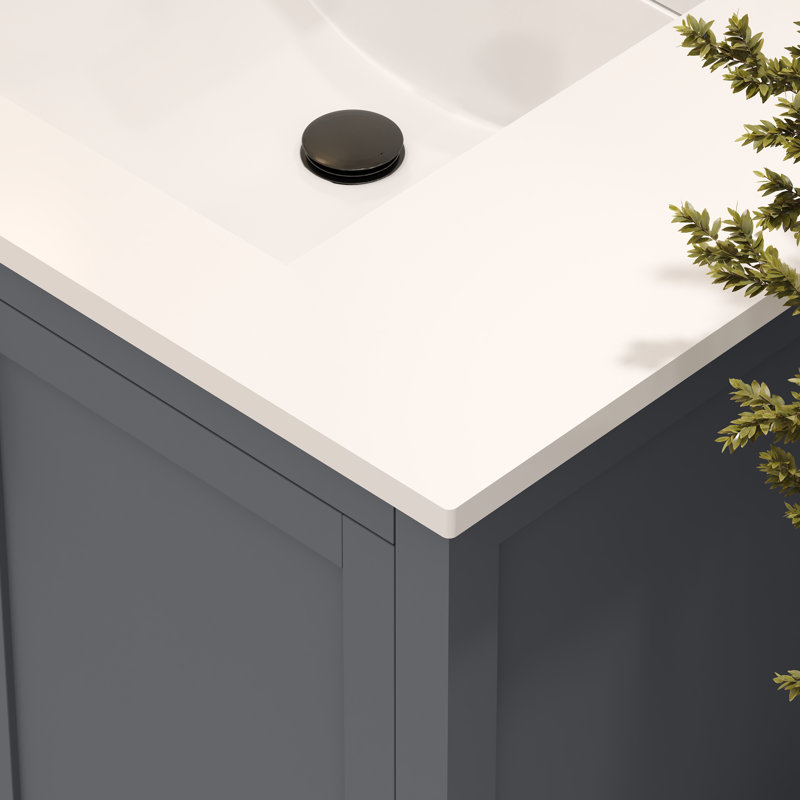 Rooh 72'' Double Bathroom Vanity with White Quartz Top, Matte Black, Grey