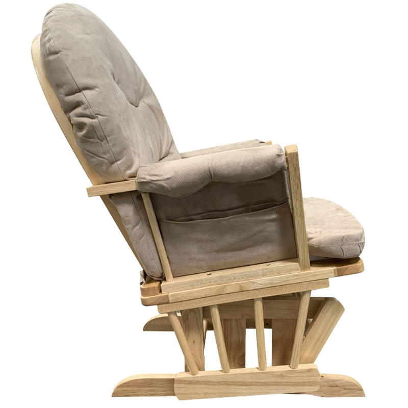 Fauteuil coulissant doux et confortable en microfibre taupe avec finition chêne naturel