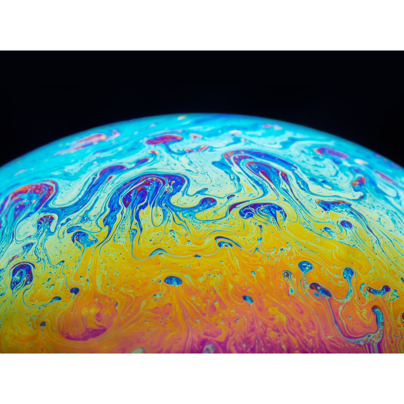 " Soap Bubble Close Up " by Philippe Monthoux, 17.2" H x 21.2" W, Black Framed Paper