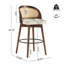 Tabouret de bar d'intérieur en bois Como, finition noyer avec revêtement beige, ensemble de 2