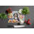 Decorating Easter Bernedoodle Glass Cutting Board