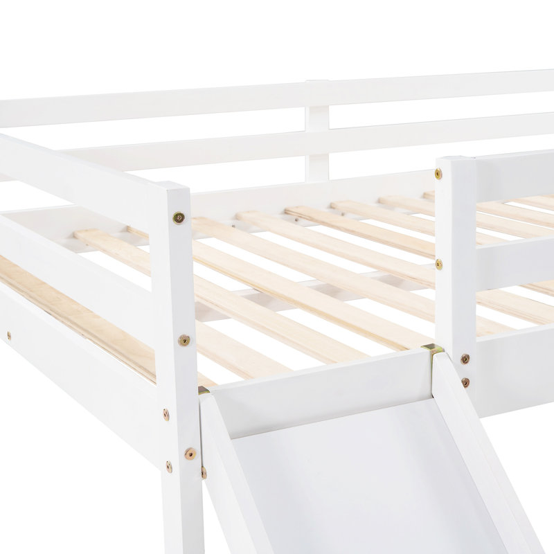 White Loft Bed With Venerated Slide - Crafted From Solid Wood For Distinction Enchanting